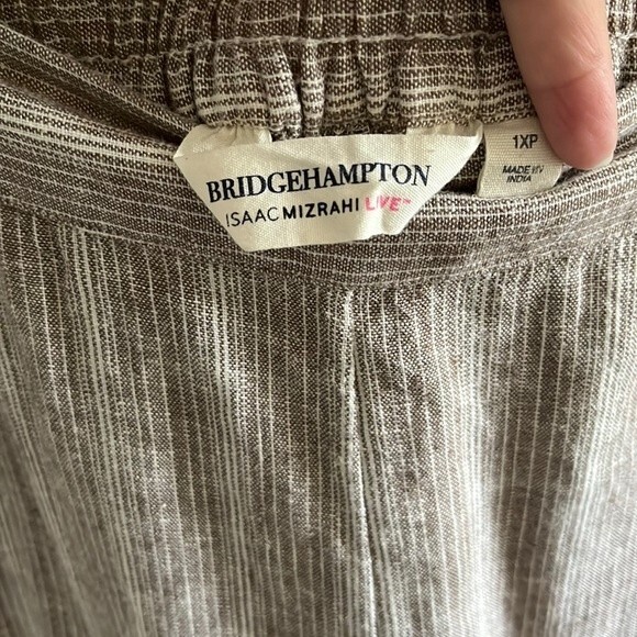 Isaac Mizrahi Bridgehampton Wide Leg Linen Pant Women's A485815 Sz 1XP mocha - Picture 2 of 10